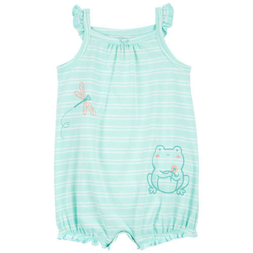 Baby Striped Frog Cotton Romper - 3M - Style,Blue