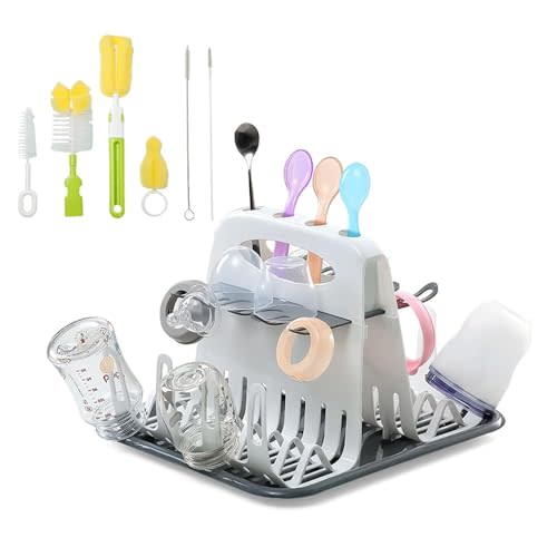 MOVEBO Baby Milk Bottles Drying Rack Portable Cleaning Dryer Storage Holder Multi-Layer Detachable with Drain Tray Drying Rack for Kids