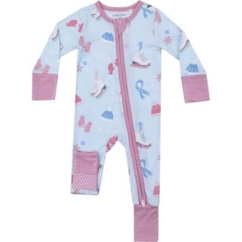 Ice Skating 2 Way Zipper Romper, Light Blue - Angel Dear Rompers | Maisonette