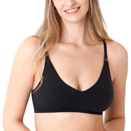 MOMANDA Seamless Nursing Bras Wireless Bralette V Neck Comfortable Sleep Maternity Bra for Breastfeeding