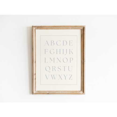 Vintage Style Alphabet Print, Baby Boy Nursery, Vintage Nursery Print, Boys Room Decor, Classic ABC Print, Blue Neutral Nursery Wall Decor