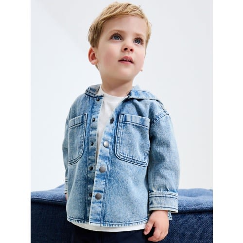 Mid Blue Denim Hooded Overshirt (3mths-7yrs)