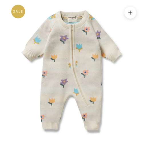 Flower Pop Organic Knitted Jacquard Growsuit | W+F