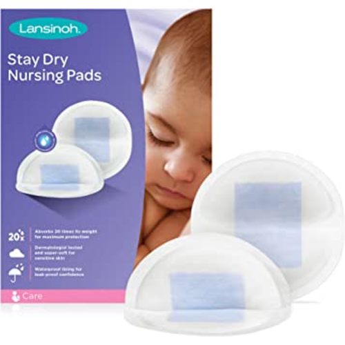 Lansinoh Stay Dry Disposable Nursing Pads, Ultra Thin with Full Coverage, Soft and Super Absorbent Breast Pads, Breastfeeding Essentials for Moms, 60 Count