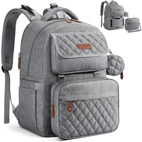 Maelstrom Diaper Bag Backpack,29L-45L Expandable Large Baby Bag for 2 Kids/Twins, with Removable Cross Body Bottle Bag for Mom/Dad,Stylish Nappy Bag Gift for Boys/Girl-Mothers Day Gifts-Elegant Grey