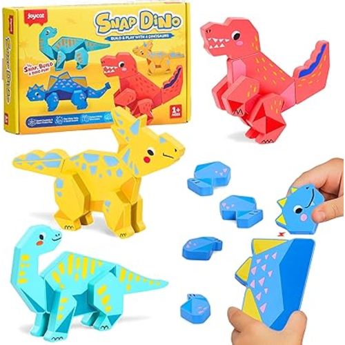 JoyCat Magnetic Wooden Dinosaur Building Toys for Toddlers 1-3