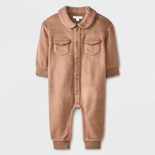 Grayson Mini Baby Boys' Collared Romper - Brown 24m