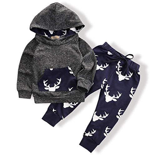 Toddler Baby Boys Clothes Pant Set Long Sleeve Hoodie Tops and Pants Set Autumn Sweatsuit