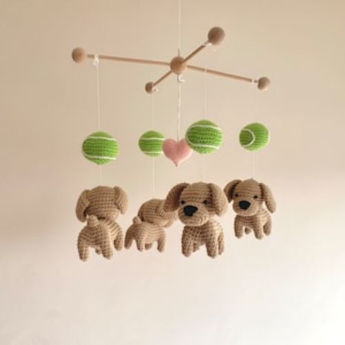 Custom Crochet puppy baby mobile