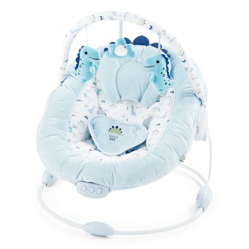 LADIDA Blue Baby Bouncer Recliner Padded Seat, Music & Vibration Dino Design 696