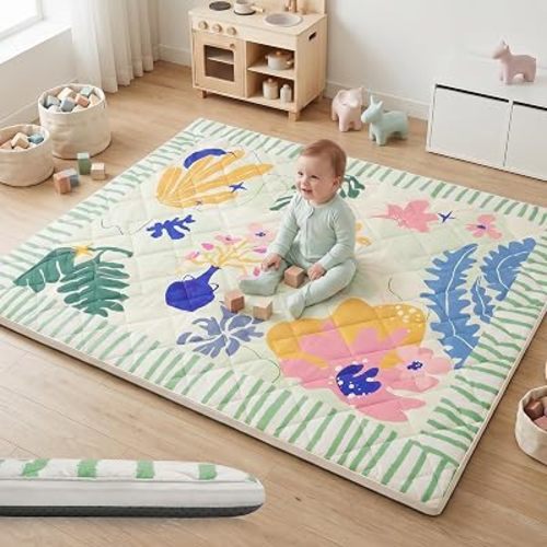 1.6" Thick Baby Play Mat, 71x59 Removable & Machine Washable Cover