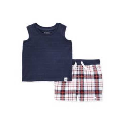 Jacquard Tank & Patriotic Plaid French Terry Short Set