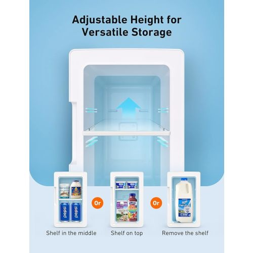 AstroAI Mini Fridge 2.0 Gen, 6 Liter/8 Cans Makeup Skincare Fridge 110V AC/ 12V DC Portable Thermoelectric Cooler and Warmer Little Tiny Fridge for Bedroom, Beverage, Cosmetics and Christmas (Pearl)