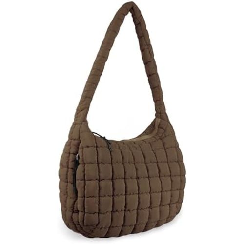 Quilted Puffer Tote Bag Purse Puffy Crossbody Shoulder Bag,Lightweight Nylon Hobo Bag Puffer Carryall Bag for Women Girl