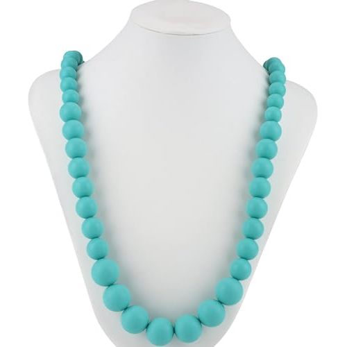 Nuby Teething Trends Soft Silicone Teething Necklace (Aqua)