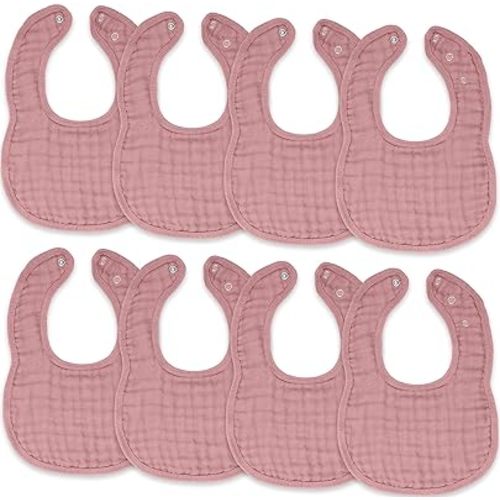 Comfy Cubs Muslin Baby Bibs, Drool Bibs, 100% Cotton Adjustable with Easy Snaps, Teething & Drooling, Soft & Absorbent