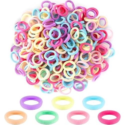 300Pcs Cotton Hair Accessories for Toddlers, Girls and Kids - Seamless Multicolor Summer Hair Ties