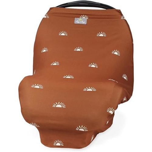 Itzy Ritzy 4-in-1 Nursing Cover, Car Seat Cover, Shopping Cart Cover & Infinity Scarf – Breathable, Multi-Use Nursing Cover Up for Breastfeeding, Carseat Canopy & Stroller Cover (Terracotta Sunrise)