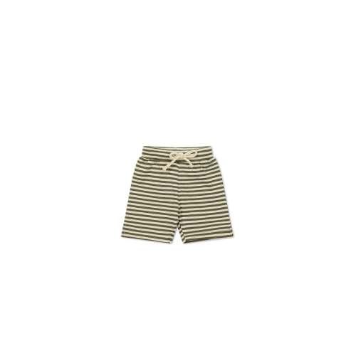 Pima Cotton Marley Short - Narrow Stripe Deep Olive/Soft Clay