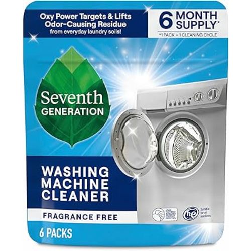 Seventh Generation Washing Machine Cleaner 6 Count Free & Clear Targets Odor-Causing Residue Powered by Oxy Power 4.2 oz