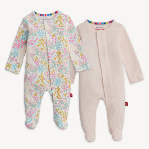 Magnetic 2-Pack Footie - Meadow Song / Countryside Stripe pattern