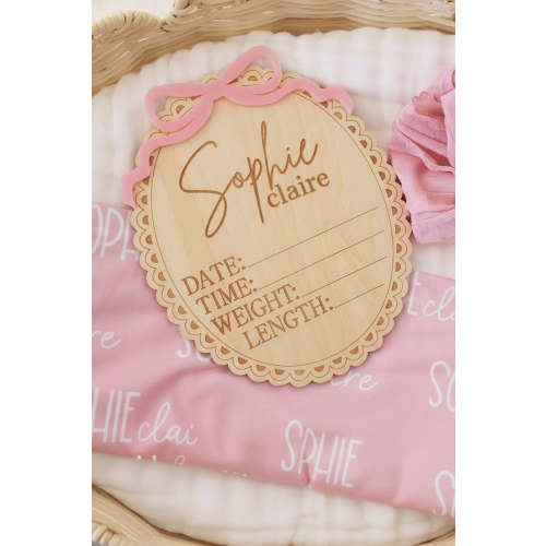 Personalized Birth Stats Wood Announcement | Precious Bow