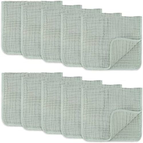 Comfy Cubs Muslin Burp Cloths Large 100% Cotton Hand Washcloths for Babies, Baby Essentials 6 Layers Extra Absorbent and Soft Boys & Girls Baby Rags for Newborn Registry (Fern 10-Pack, 20" X10")