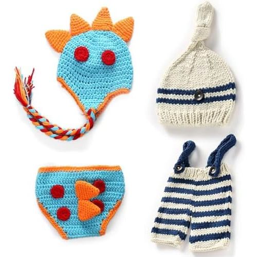 ZOCONE 2 Sets Cotton Knitted Newborn Photography Costume for Girls and Boys (0-3 Months)
