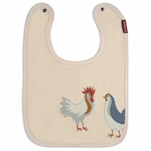 Chicken Appliqué Organic Linen Two-Layer Bib