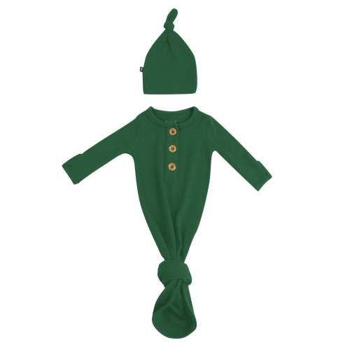 Ribbed Knotted Gown with Hat Set in Forest