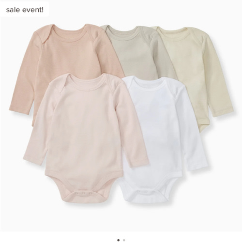 Solid Organic Cotton Long Sleeve Baby Bodysuits 5 Pack Ash