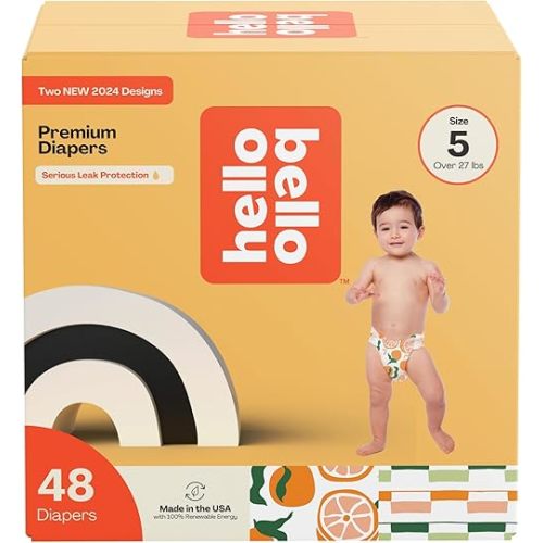 Hello Bello Premium Diapers Size 5, Main Squeeze & Zesties for The Resties Designs, 48ct Club Box