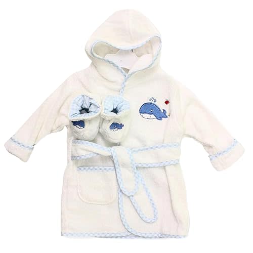 Spasilk Hooded Bathrobe with Ears for Newborns, 1 3D Soft Cotton Terry Bathrobe, Baby Essentials, Baby Shower Gifts, One Size