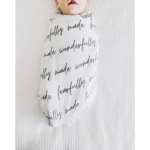 Psalm 139 Fearfully Wonderfully Made Swaddle Baby Blankets Minimal Neutral Newborn Christian Baby Shower Gift Scripture Jersey Stretch Minky