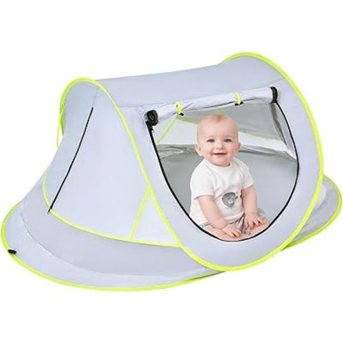 Mengersi Baby Beach Tent,Large Pop Up Beach Shade Sun Shelter for Girls Boys,Pop Up Mosquito Net Travel Tent Or Indoor Play Tent for Kids,UPF 50+ UV