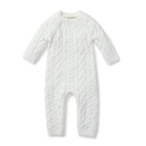 Baby Boys Organic Cable Knit Sweater Romper