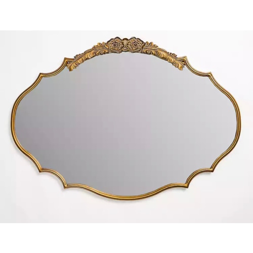 Oval Laura Gold Flower Wall Mirror