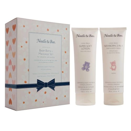 Noodle & Boo Baby Bath & Massage Gift Set – Includes 4 oz Newborn Hair & Body Wash & Super Soft Lotion, Hypoallergenic, Pediatrician-Tested, Dermatologist-Tested for Delicate and Sensitive Baby Skin