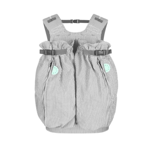 The Weego TWIN Baby Carrier- Grey & White Seersucker