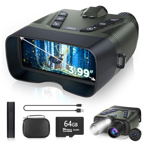 Night Vision Goggles, 58MP Full-Color 4K Night Vision Binoculars with 10000mAh Fast Charging Battery, 64GB Card, 3.99" Screen and 1968FT Viewing Range for Camping Hunting & Security(Green)