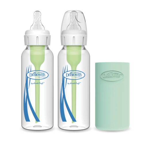 Dr. Brown’s Natural Flow® Anti-Colic Options+™ Narrow Glass Baby Bottle with Silicone Sleeve, 2-Pack