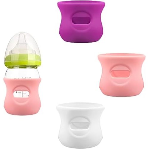 3 Pack Silicone Sleeve for Philips Avent Glass Bottle, Anti Breakage Baby Bottle Holder, Compatible with Philips Avent Glass Natural Baby Bottle 4/8 oz, BPA Free