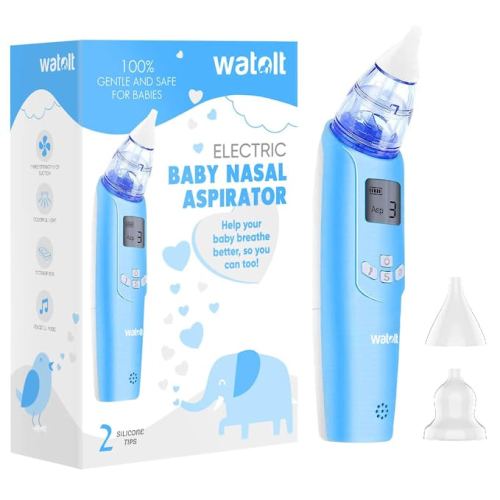 Watolt Baby Nasal Aspirator - Electric Nose Suction for Baby - Automatic Booger Sucker for Infants - Battery Powered Snot Mucus Remover for Kids Toddlers - Blue