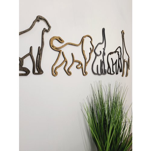 Wood Safari Jungle Outlines Wall Silhouette Nursery Bedroom african decor Design Jungle bedroom Room Idea art cut outs
