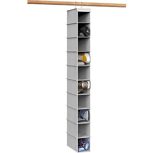 Simple Houseware 10 Shelves Hanging Shoes Organizer Holder for Closet, Grey