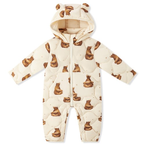 Honey Bear Lightweight Down Hooded Jumpsuit