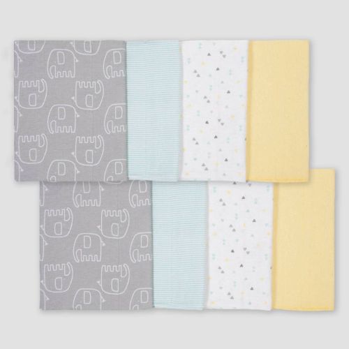 Gerber Baby 8pk Elephant Burpcloth - Yellow/White/Gray
