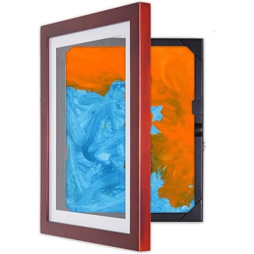 Dynamic Frames Li’l Davinci Art Cabinet, Stores up to 50 Pieces of 8.5 x 11 inch Art, Outer Wooden Frame Dimensions 11.75 x 14.75 inches, Changeable Kids Art Frame, Front Opening, Cherry