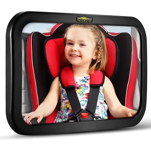 Baby Car Mirror, DARVIQS Car Seat Mirror, Safely Monitor Infant Child in Rear Facing Cars Seat, Wide View Shatterproof Adjustable Acrylic 360°for Backseat, Crash Tested and Certified for Safety