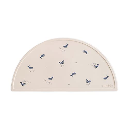 mushie Silicone Placemat for Kids | BPA-Free Non-Slip Design (Whales)